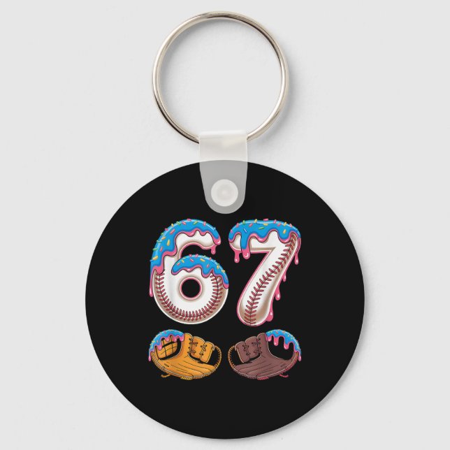Bysebyll 67 - Ice Cream Drip 67 Meme Funny Player  Keychain (Front)