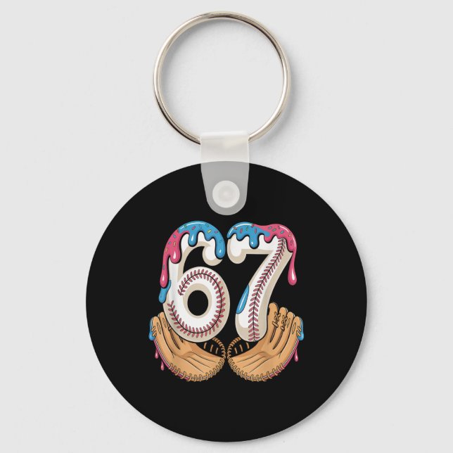 Bysebyll 67 - Ice Cream Drip 67 Meme Funny Player  Keychain (Front)