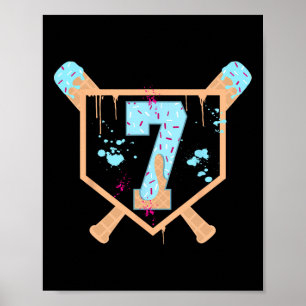 Bysebyll 7 Year Old Ice Cream Drip 7th Birthday Bo Poster