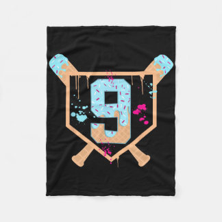 Bysebyll 9 Year Old Ice Cream Drip 9th Birthday Bo Fleece Blanket