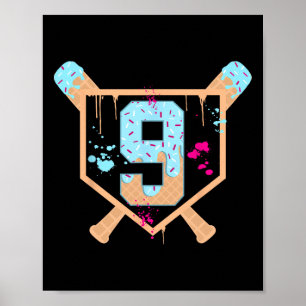 Bysebyll 9 Year Old Ice Cream Drip 9th Birthday Bo Poster
