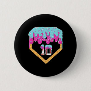 Bysebyll Drip 10 Year Old Ice Cream 10th Birthday Button