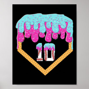 Bysebyll Drip 10 Year Old Ice Cream 10th Birthday Poster