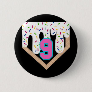 Bysebyll Drip 9th Birthday Home Plate Boys Youth 9 Button