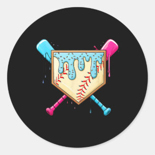 Bysebyll Game Day Home Plate Ice Cream Drip With S Classic Round Sticker