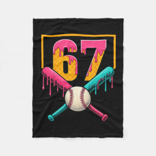 Bysebyll Ice Cream Drip Number 67 Player 67th Birt Fleece Blanket
