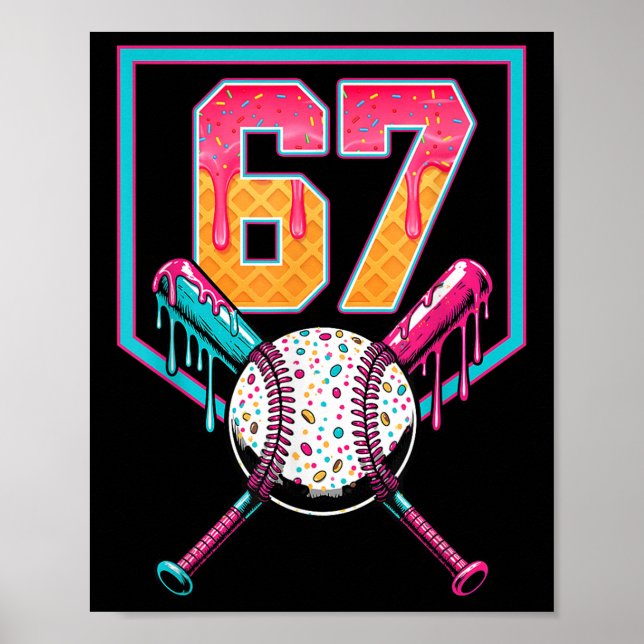 Bysebyll Ice Cream Drip Number 67 Player 67th Birt Poster (Front)