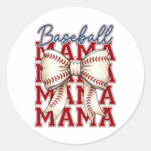 Bysebyll Mama Coquette Bow Game Day Bysebyll Mom M Classic Round Sticker