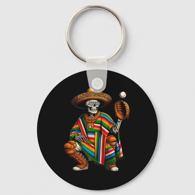 Bysebyll Skeleton Mexican Sombrero Cinco De Mayo B Keychain (Front)