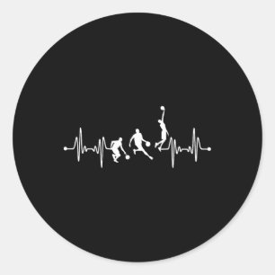 Bysketbyll Player Coach Team Bbyll Ekg Heartbeat Classic Round Sticker