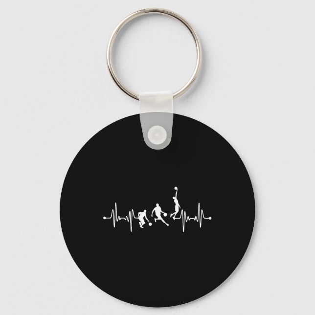 Bysketbyll Player Coach Team Bbyll Ekg Heartbeat  Keychain (Front)
