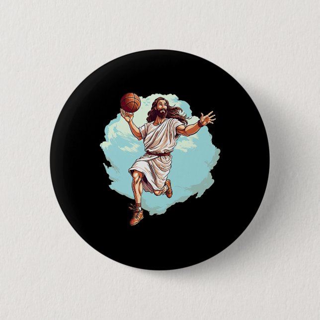 Bysketbyll Player Jesus Hoops Playing Bbyll Lord A Button (Front)