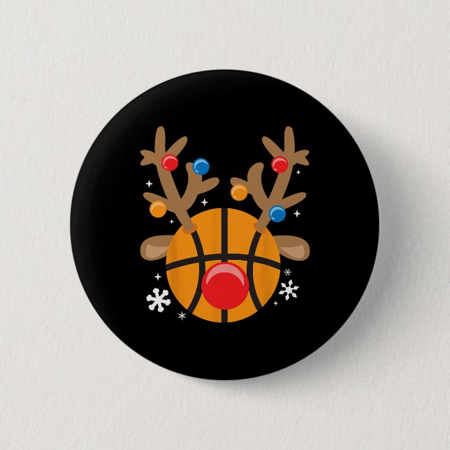 Bysketbyll Reindeer Fun Cute Boy Christmas  Button (Front)