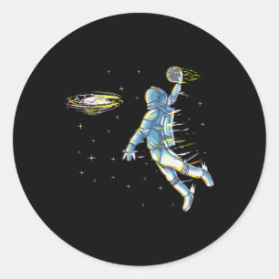 Bysketbyll Space Astronaut Slam Dunk Jam Sports Hu Classic Round Sticker