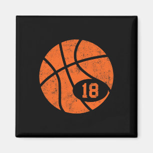Bysketbyll Sport 18 Jersey Number Vintage Distress Magnet