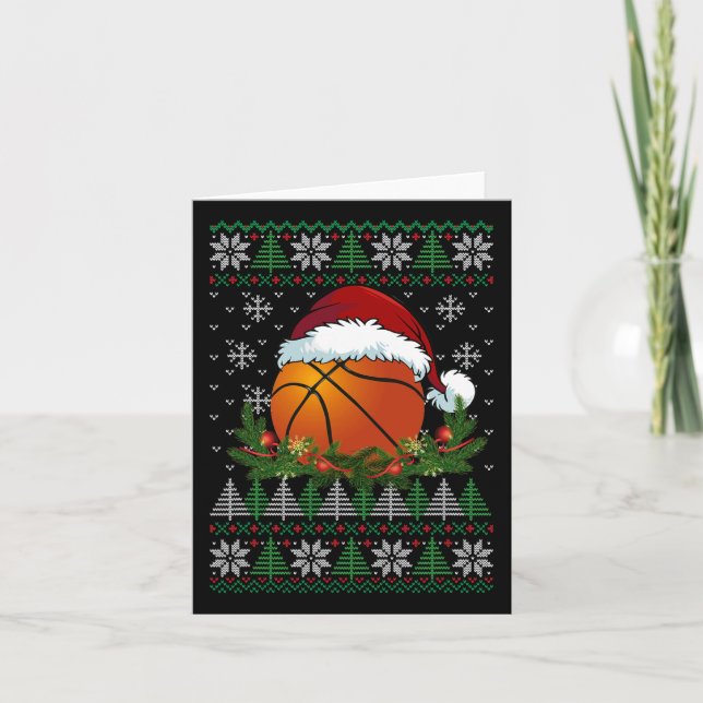 Bysketbyll Ugly Christmas Santa Hat Family Pajamas Card (Front)