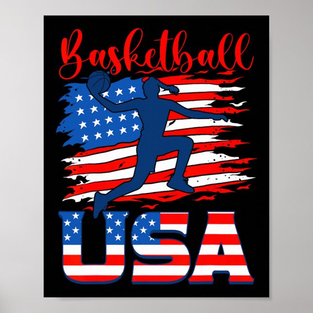 Bysketbyll Usa Player American Flag Indepedence Da Poster (Front)