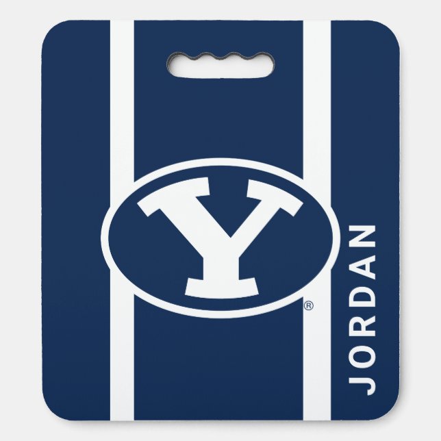 BYU Athletic Stripes with Name Seat Cushion (Front Vertical)