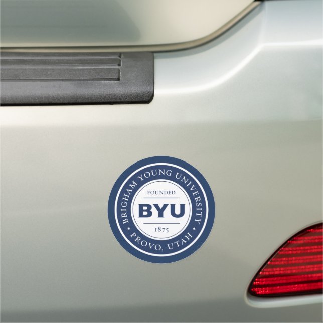 BYU Circle Logo Car Magnet (In Situ)