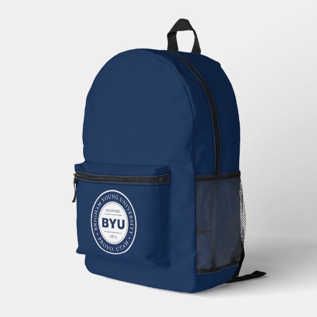 BYU Circle Logo Printed Backpack (Back Corner Right)