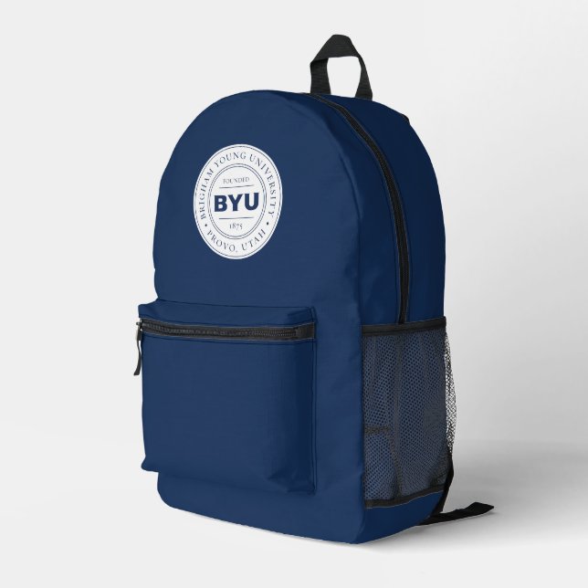 BYU Circle Logo Printed Backpack (Back Corner Right)