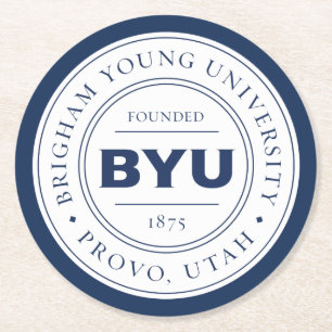 BYU Circle Logo Round Paper Coaster