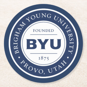 BYU Circle Logo Round Paper Coaster