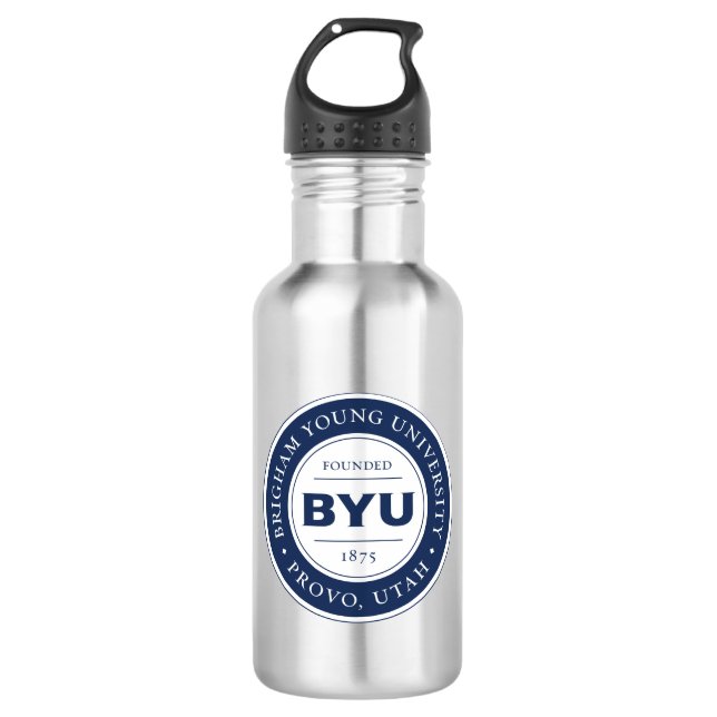BYU Circle Logo Stainless Steel Water Bottle (Front)