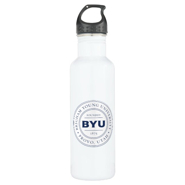 BYU Circle Logo Stainless Steel Water Bottle (Front)