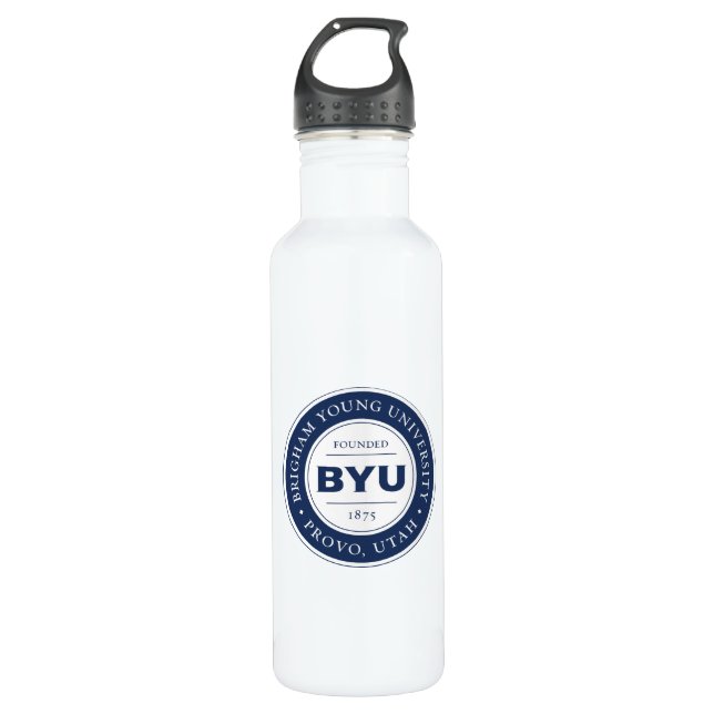BYU Circle Logo Stainless Steel Water Bottle (Front)
