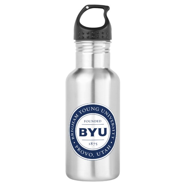 BYU Circle Logo Stainless Steel Water Bottle (Front)