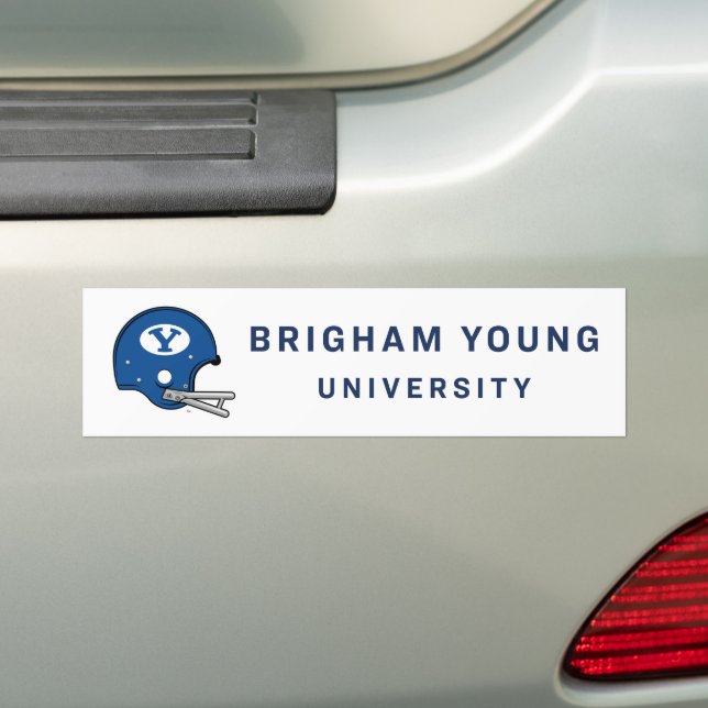 BYU Football Helmet Bumper Sticker (On Car)