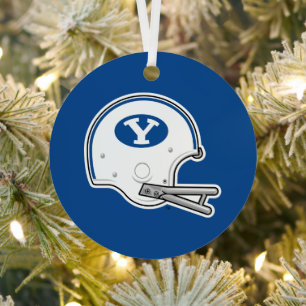 BYU Football Helmet Metal Ornament