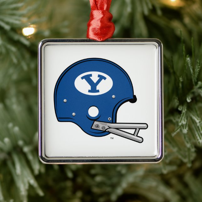 BYU Football Helmet Metal Ornament (Tree)