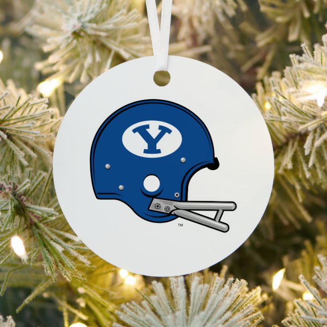 BYU Football Helmet Metal Ornament (Insitu)