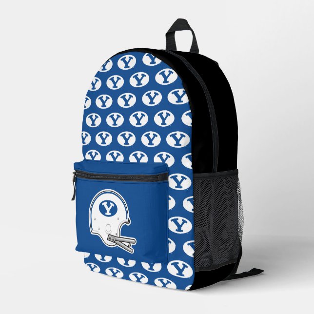 BYU | Football Helmet Printed Backpack (Back Corner Right)