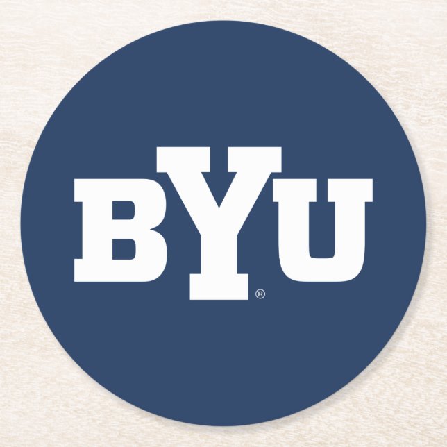 BYU Logo Round Paper Coaster (Front)