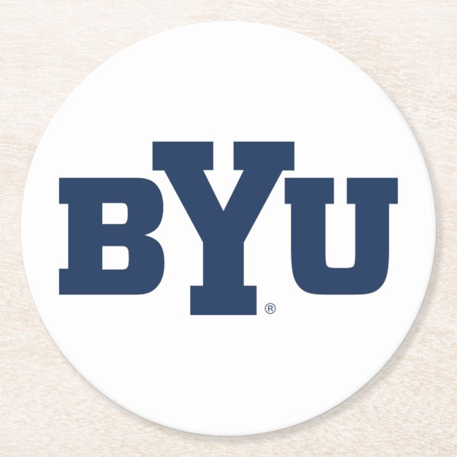 BYU Logo Round Paper Coaster (Front)