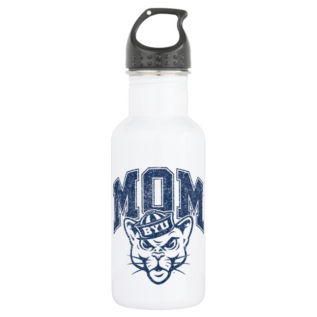 BYU Mom | Distressed Water Bottle (Front)
