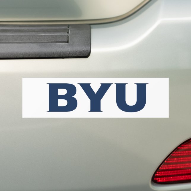 BYU Text Logo Bumper Sticker (On Car)