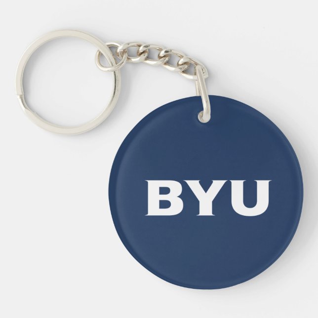 BYU Text Logo Keychain (Front)