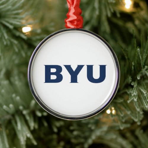 BYU Text Logo Metal Ornament