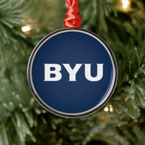 BYU Text Logo Metal Ornament