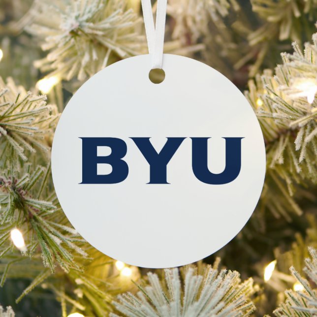 BYU Text Logo Metal Ornament (Insitu)
