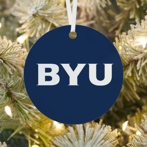BYU Text Logo Metal Ornament