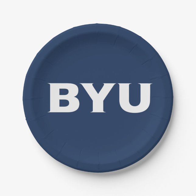 BYU Text Logo Paper Plates (Front)