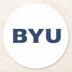BYU Text Logo Round Paper Coaster