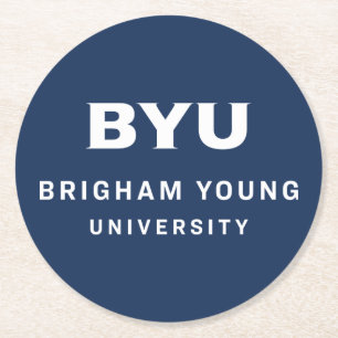 BYU Text Logo Round Paper Coaster