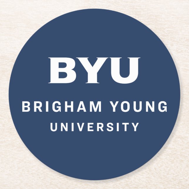 BYU Text Logo Round Paper Coaster (Front)