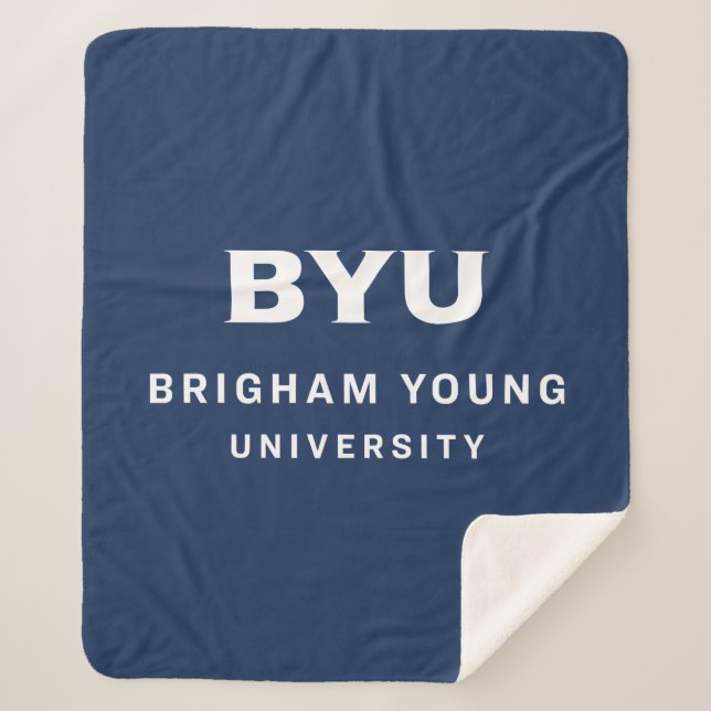 BYU Text Logo Sherpa Blanket (Front)